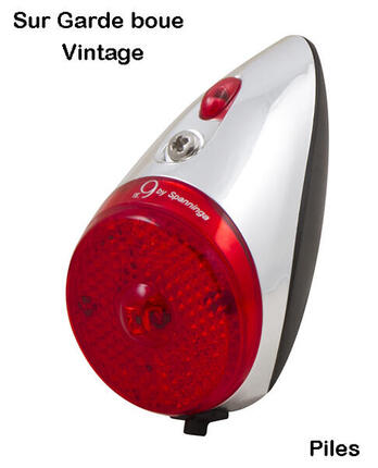 Eclairage vélo arrière XB fixation sur garde-boue à piles