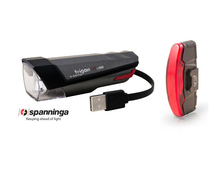 Spanninga Trigon 25 Set II luci bici anteriore 100 lm + posteriore 30 lm USB. 2/6