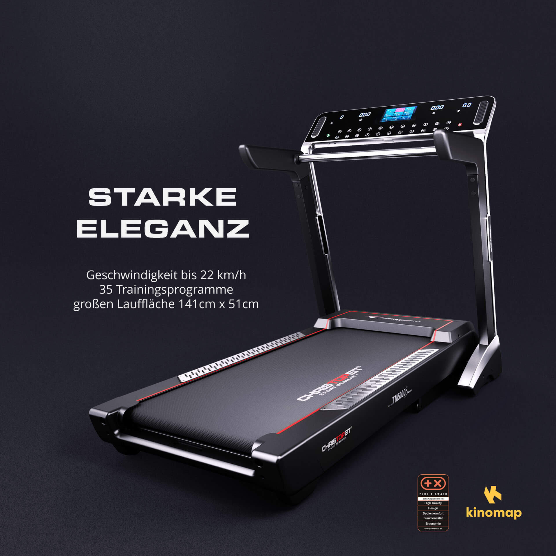 Tapis de course pliable - 22 km/h - 150kg - 35 programmes - écran TFT - TM 5000S 2/7