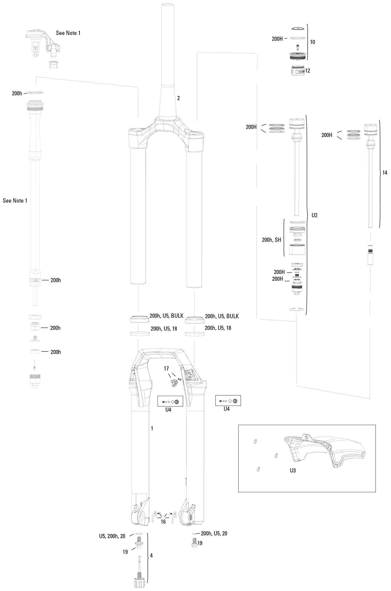 RockShox ZEB Ultimate RC2 29 - furcă suspensie gri