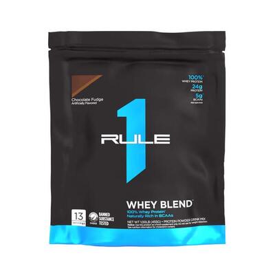 Rule1 r1 whey protein (1lb) chocolate fudge - eiwitten - wei-eiwit mix