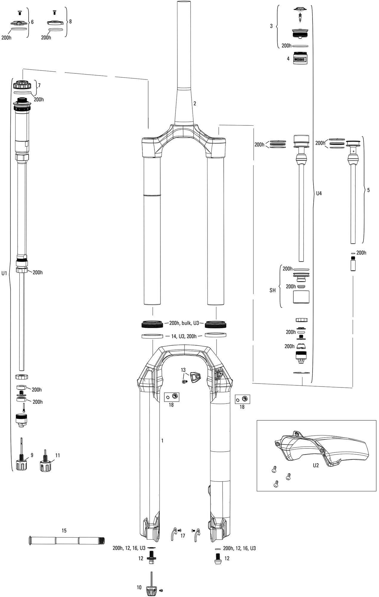 ROCKSHOX ROCKSHOX Pike Ultimate RC2 forcella sospensione 27,5+/29" Boost 140 mm - Rosso.
