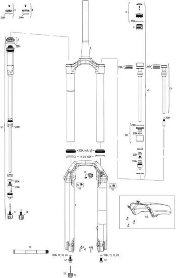 Forcella RockShox Pike Ultimate RC2 275+ / 29" rossa 120 mm.