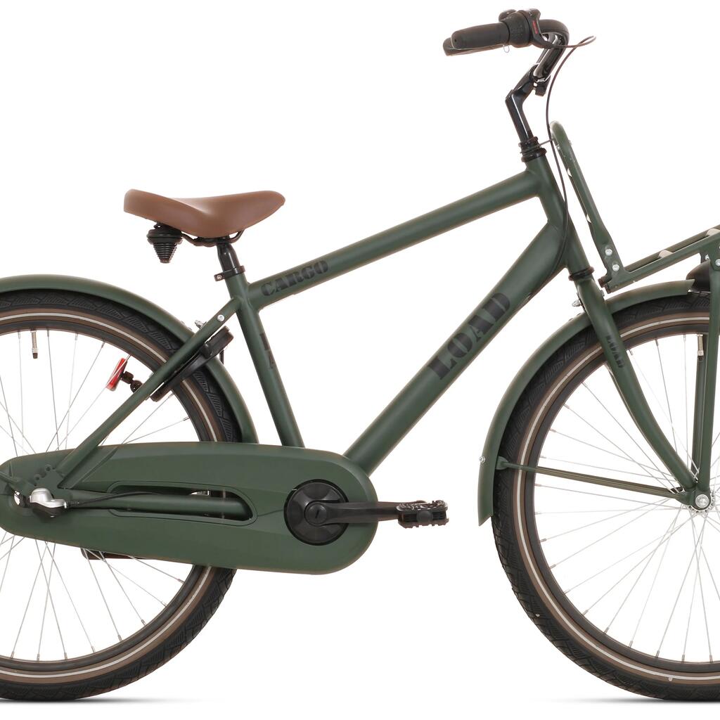 Bikefun Load 24" Boys Bicycle — 3-Speed, Aluminium Frame, Khaki Green.