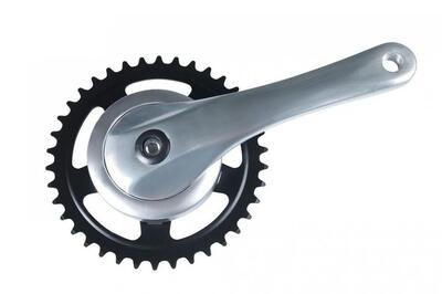 Bike-Parts Kettenradgarnitur Alu Rock silber 170mm,38 Z. 4-kant mit Abdecksch...