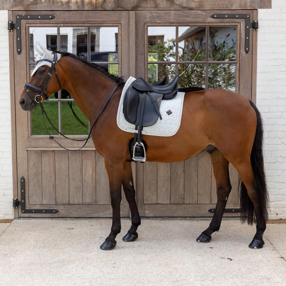 Tapis de selle velours pied de poule printing grey/white dressage cob 3/5