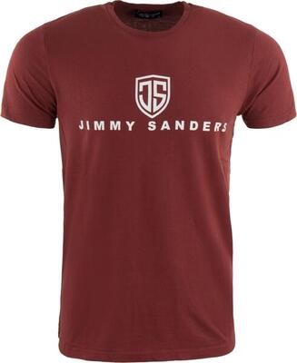 Jimmy sanders heren t-shirt bordeaux m – slim fit, 100% katoen