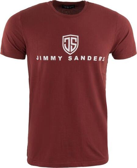 Jimmy Sanders Herren T-Shirt Bordeaux M – Slim Fit, 100% Baumwolle