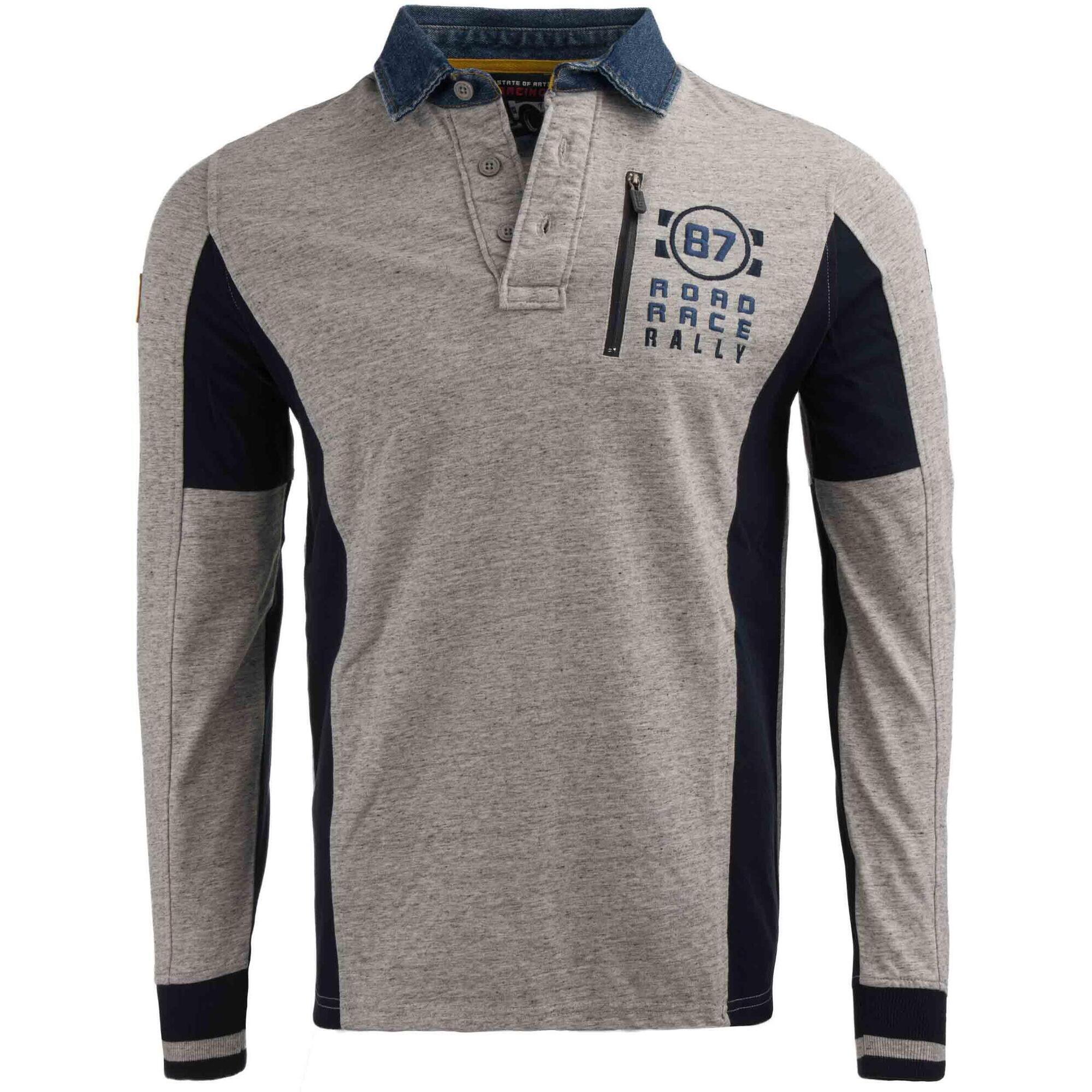 Men's Health - State Of Art Polo Rugby Homme 100 % Coton - Chemise Manches Longues - Bleu|gris|multicolore - Decathlon