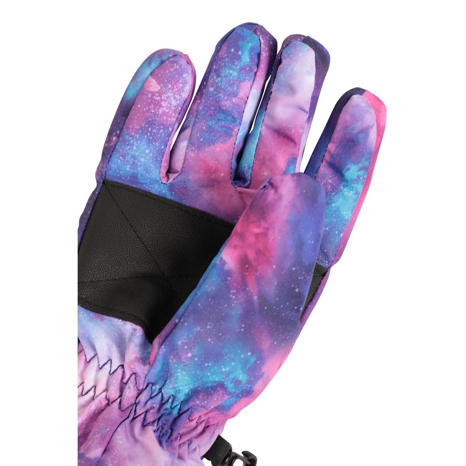 Bambini Stampato Guanti Da Sci Mountain Warehouse Viola Scuro 3/4