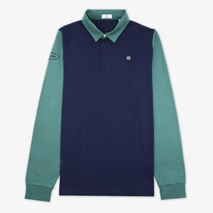 Polo manches longues en coton navy Livio