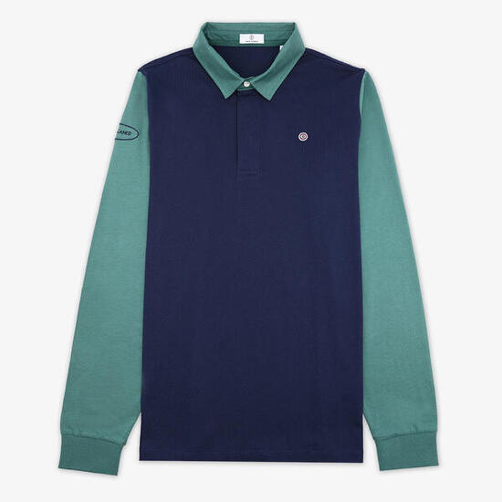 Polo manches longues en coton navy Livio