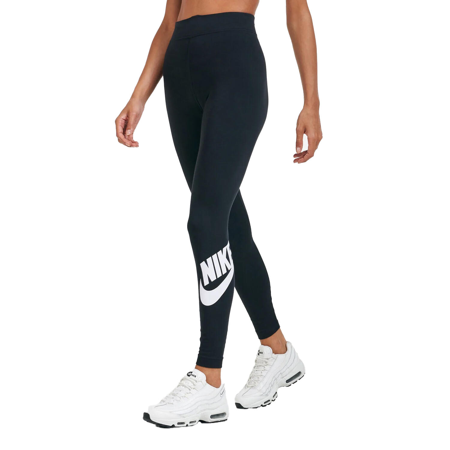 Womens/Ladies Swoosh Leggings (Black) 3/4