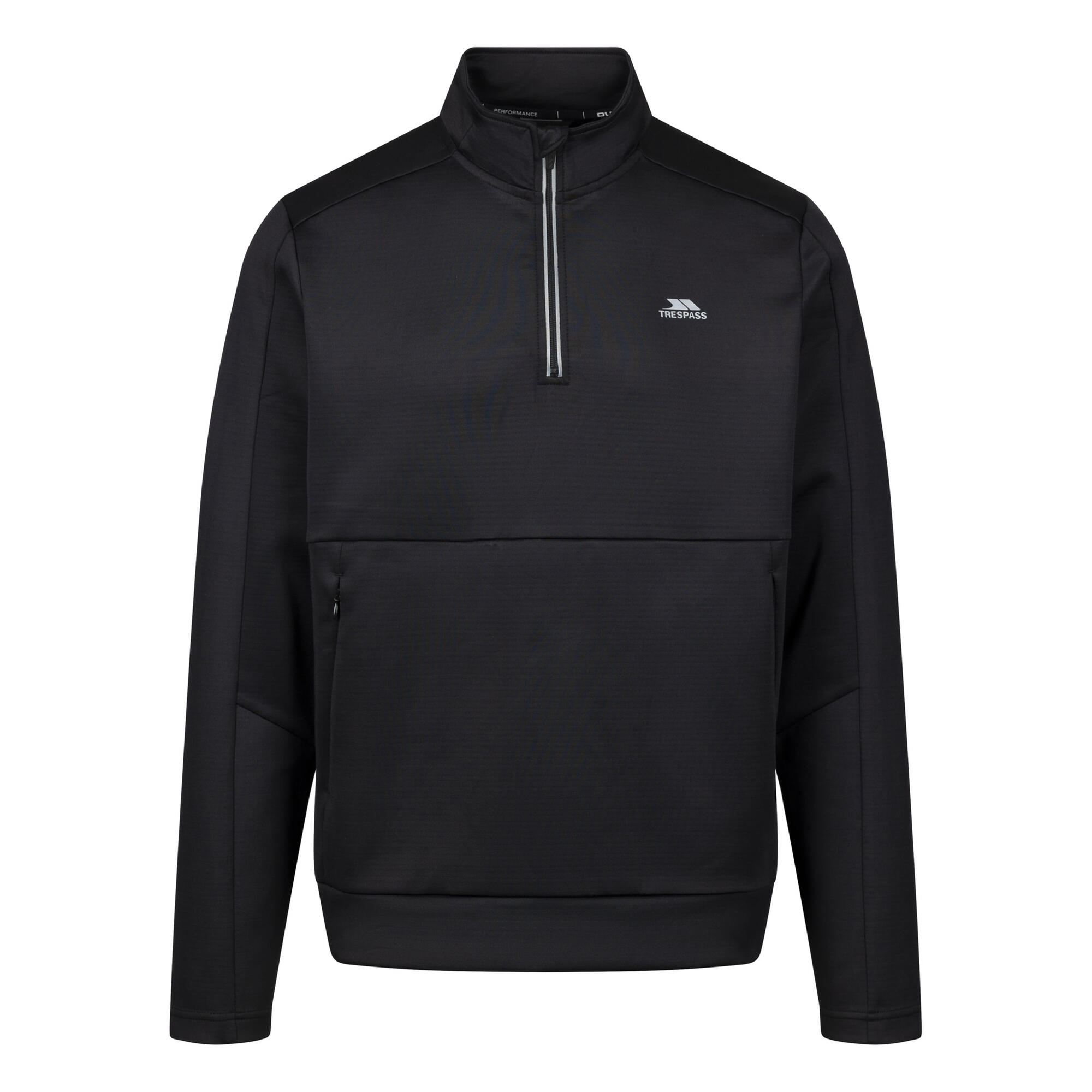 TRESPASS Mens Jay Quarter Zip LongSleeved Top (Black)