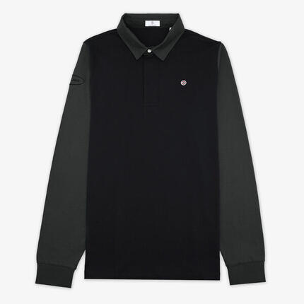 Polo manches longues en coton noir Livio
