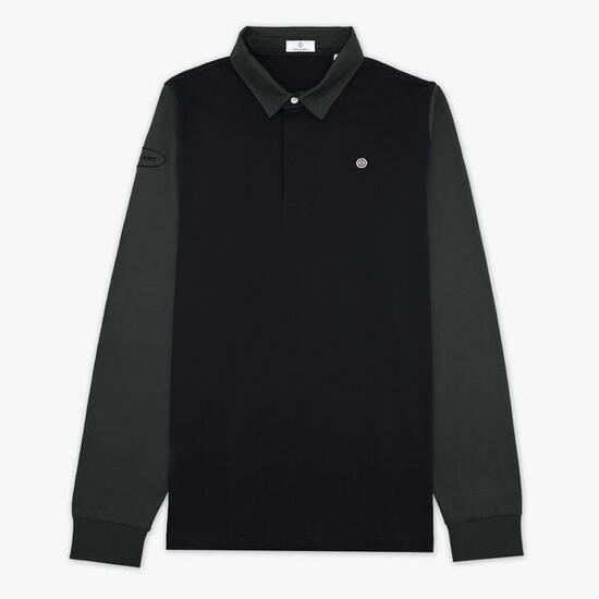 Polo manches longues en coton noir Livio