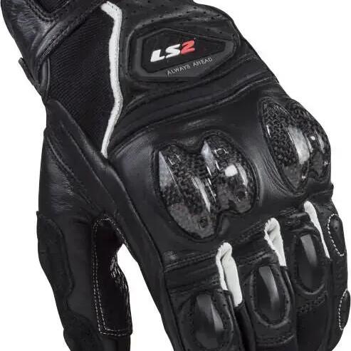 LS2 Spark II Leather Men's Gloves - Black/White, M.