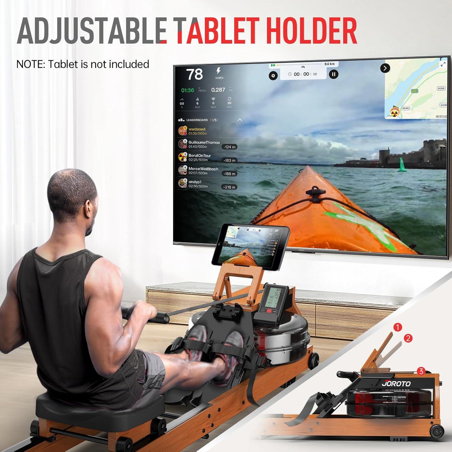 Rameur à eau pliable MR280PRO, couleur chêne, 6 résistance, KINOMAP, 150kg 2/7