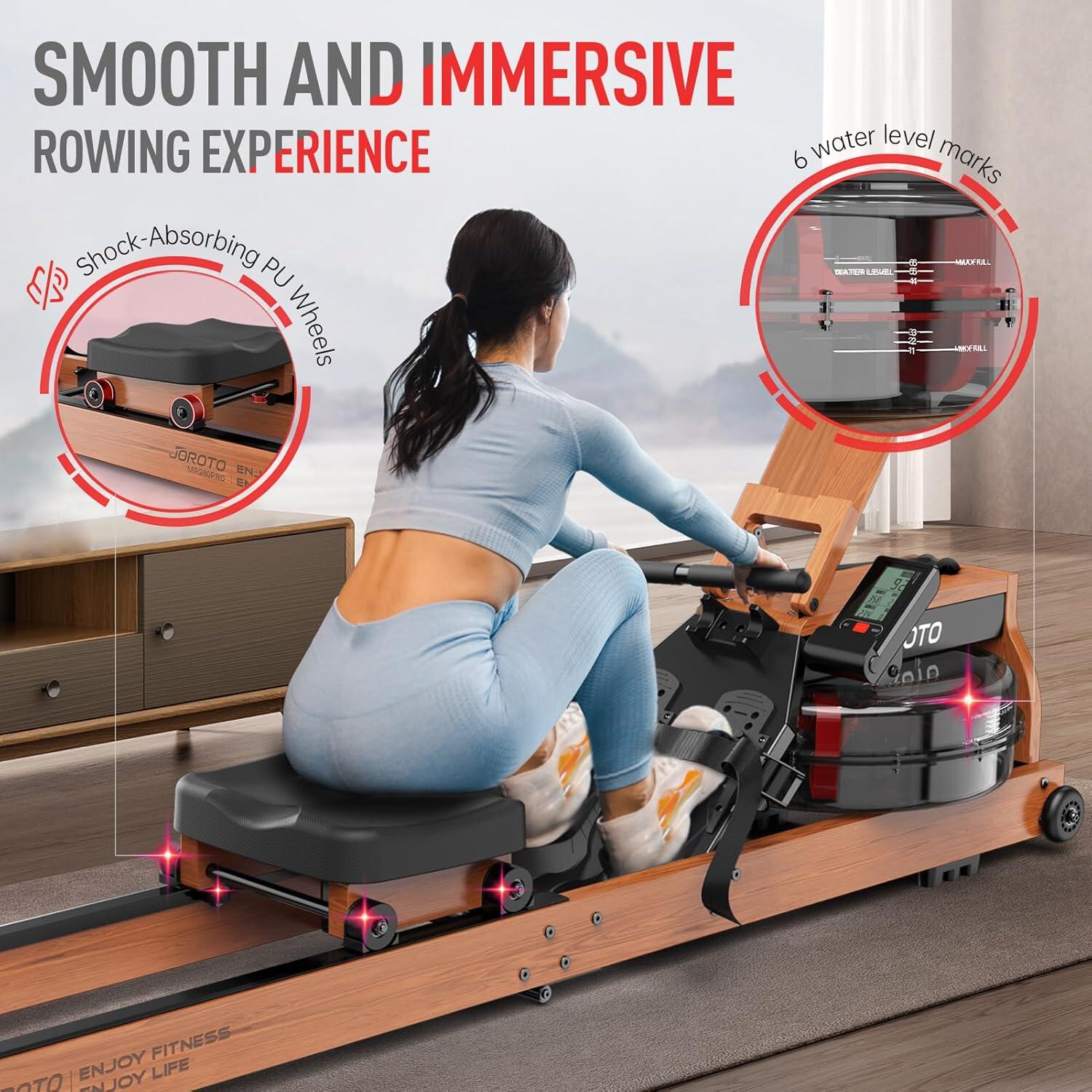 Rameur à eau pliable MR280PRO, couleur chêne, 6 résistance, KINOMAP, 150kg 4/7