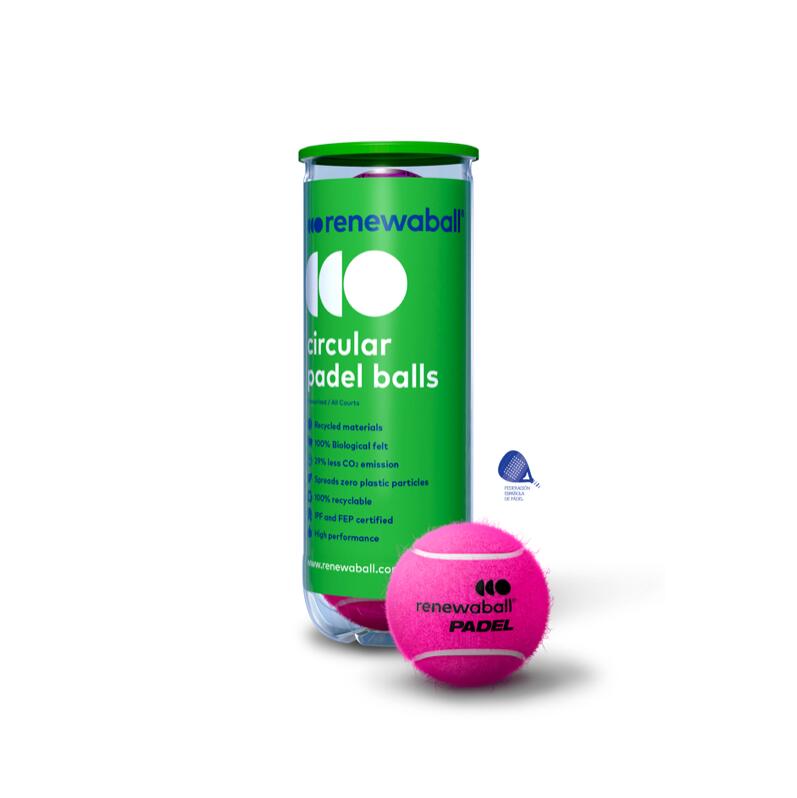 Renewaball 3 pink padel balls
