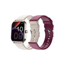 SPC Smartee Duo 3 – Montre connectée AMOLED 1,93”, appels BT, beige/bordeaux