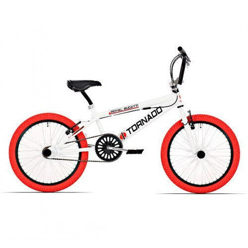 Tornado 20-inch Freestyle Bike, White with Red Tyres.