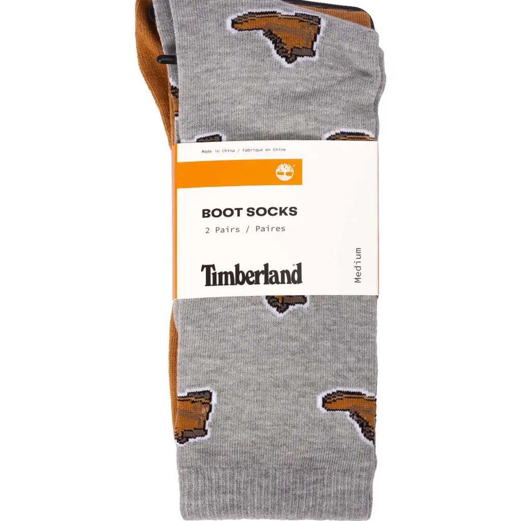 Mens Printed Boot Socks (Pack of 2) (Medium Grey)