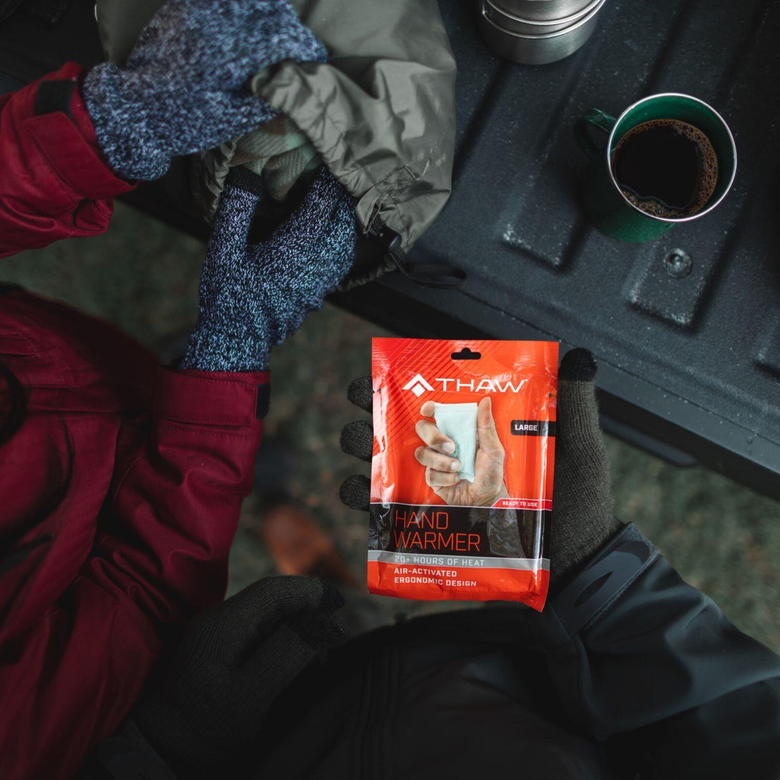 Pack de 40 chaufferettes mains THAW™ – Grand format, activation à l’air, 10h 5/7