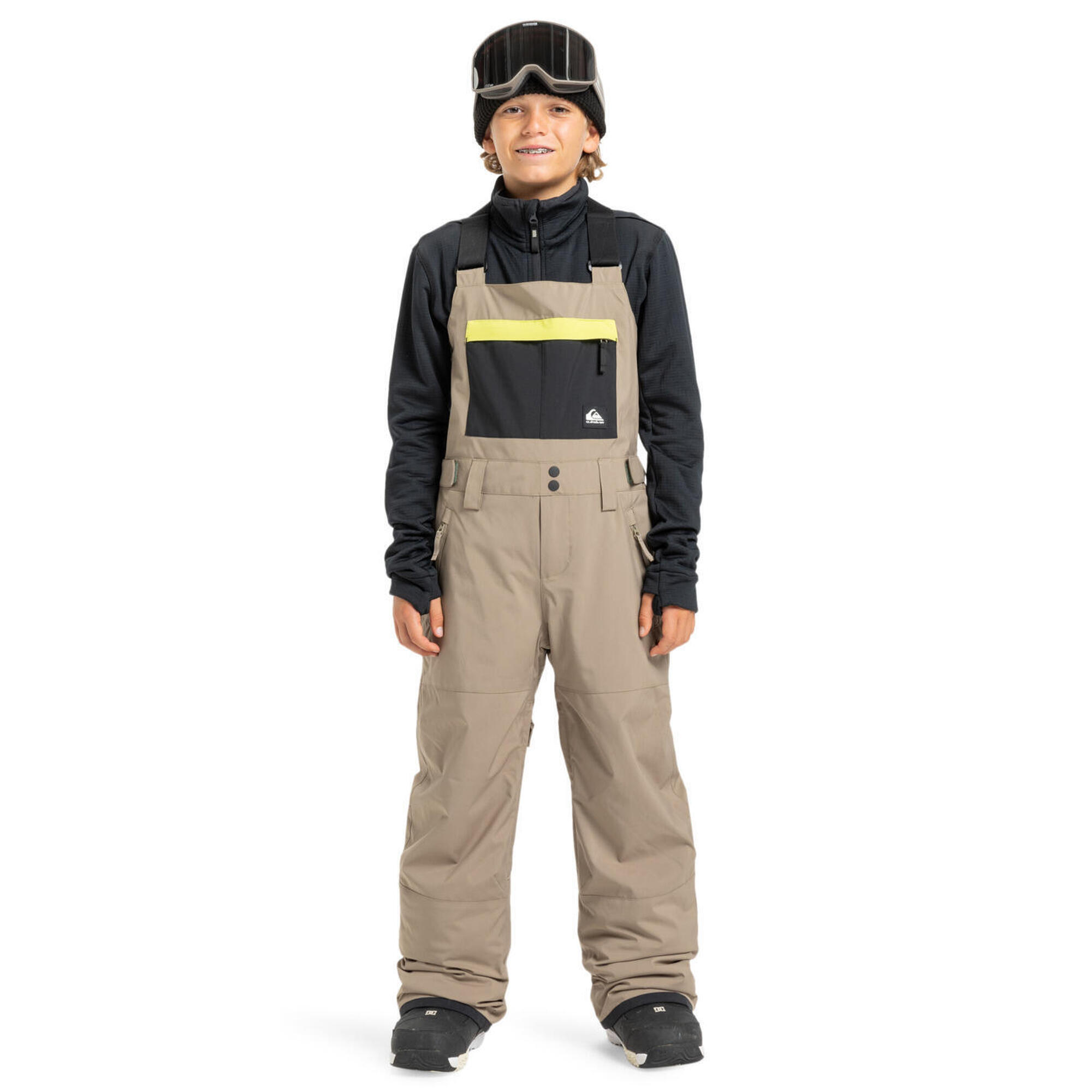 Quiksilver - Salopette De Snow Technique Mash Up Beige Garçon - Pantalon De Ski - Marron - Decathlon