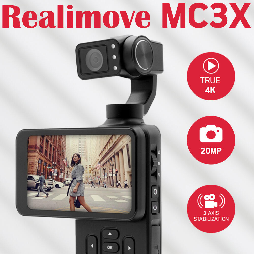 AgfaPhoto Realimove MC3X Gimbal 4K, 32GB, écran 3,5'', Wi-Fi – Noir 2/5