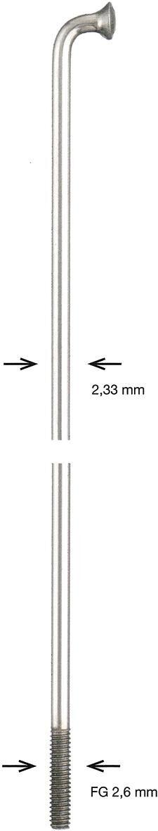Rai de bicicletă Alpina Ø2,34 mm, lungime 292 mm, 100 bucăți