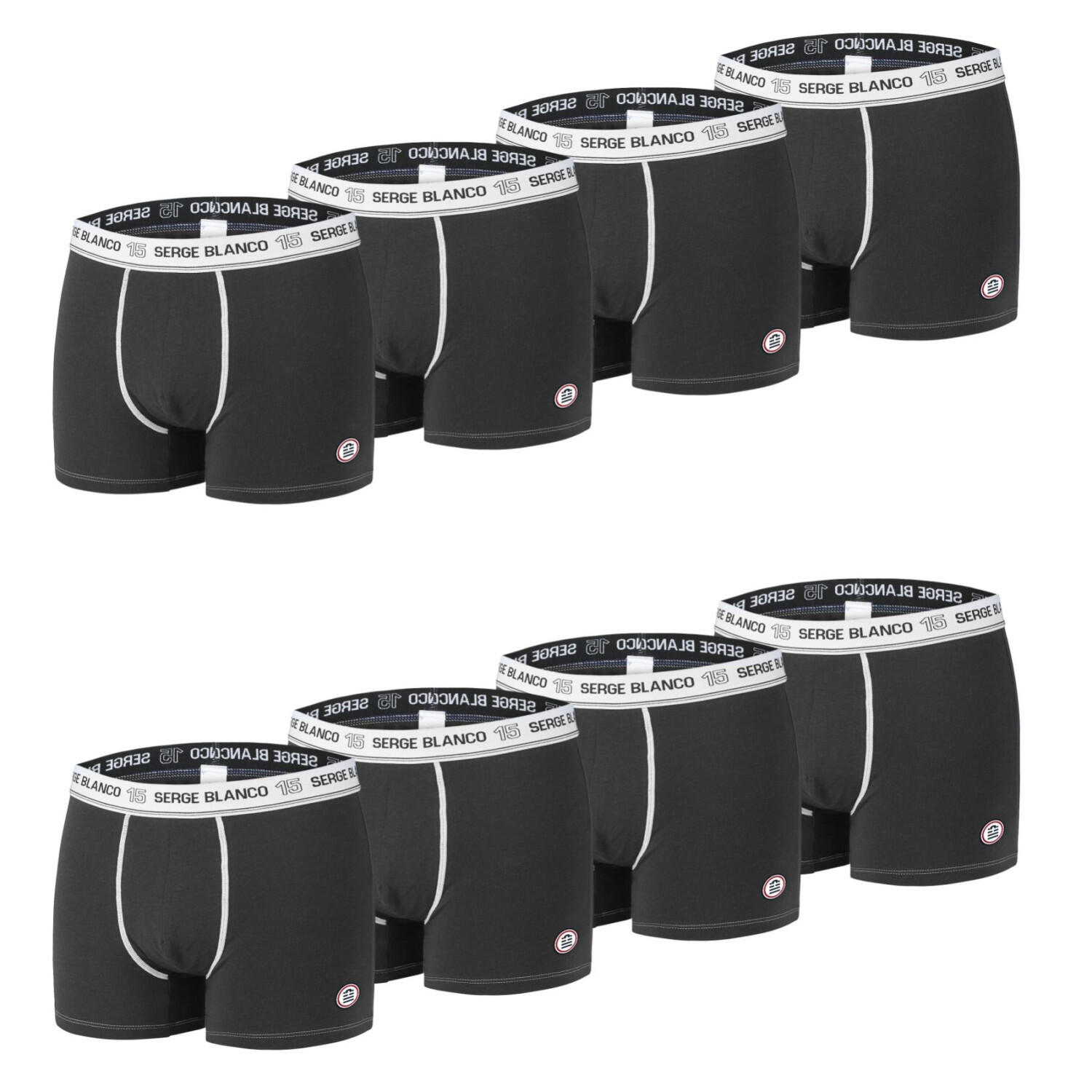 Serge Blanco - Lot De 8 Boxers Homme En Coton Noir - Caleçon - Multicolore - 56 3xl - Decathlon