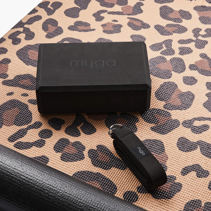 Set yoga Leopard: saltea, bloc, curea