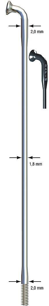 SAPIM Sapim raggio 14-262L in acciaio inox per corsa, senza nipplo (100 pz).