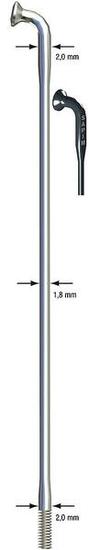 SAPIM Speiche Race 304 mm Ø 2,00/1,80/2,00 mm Edelstahl (Pack 100)
