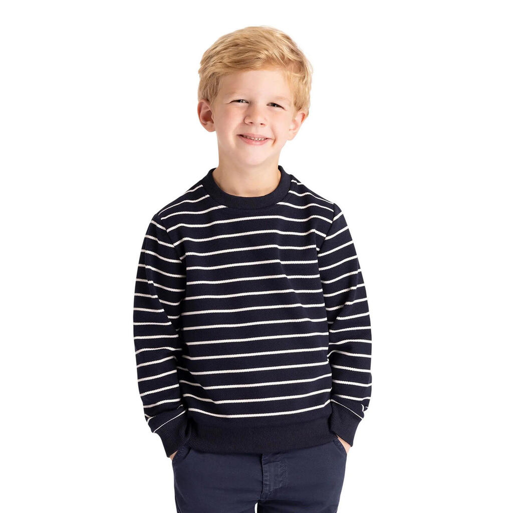 Boys Broadleaf Contrast Striped LongSleeved Top (Navy)