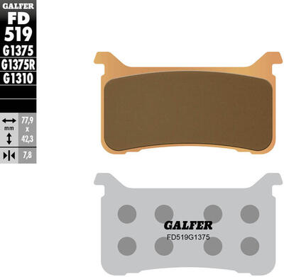 Pastiglia freno GALFER FD519 (G1375) – metallo sinterizzato.