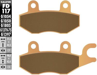 Pastiglia freno GALFER FD117 (G1370) in metallo sinterizzato.