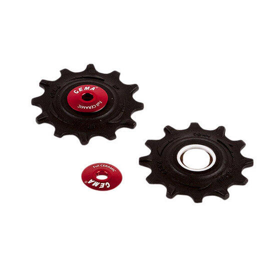 CEMA rolki przerzutki SRAM 10/11 inox czarny-czerwony