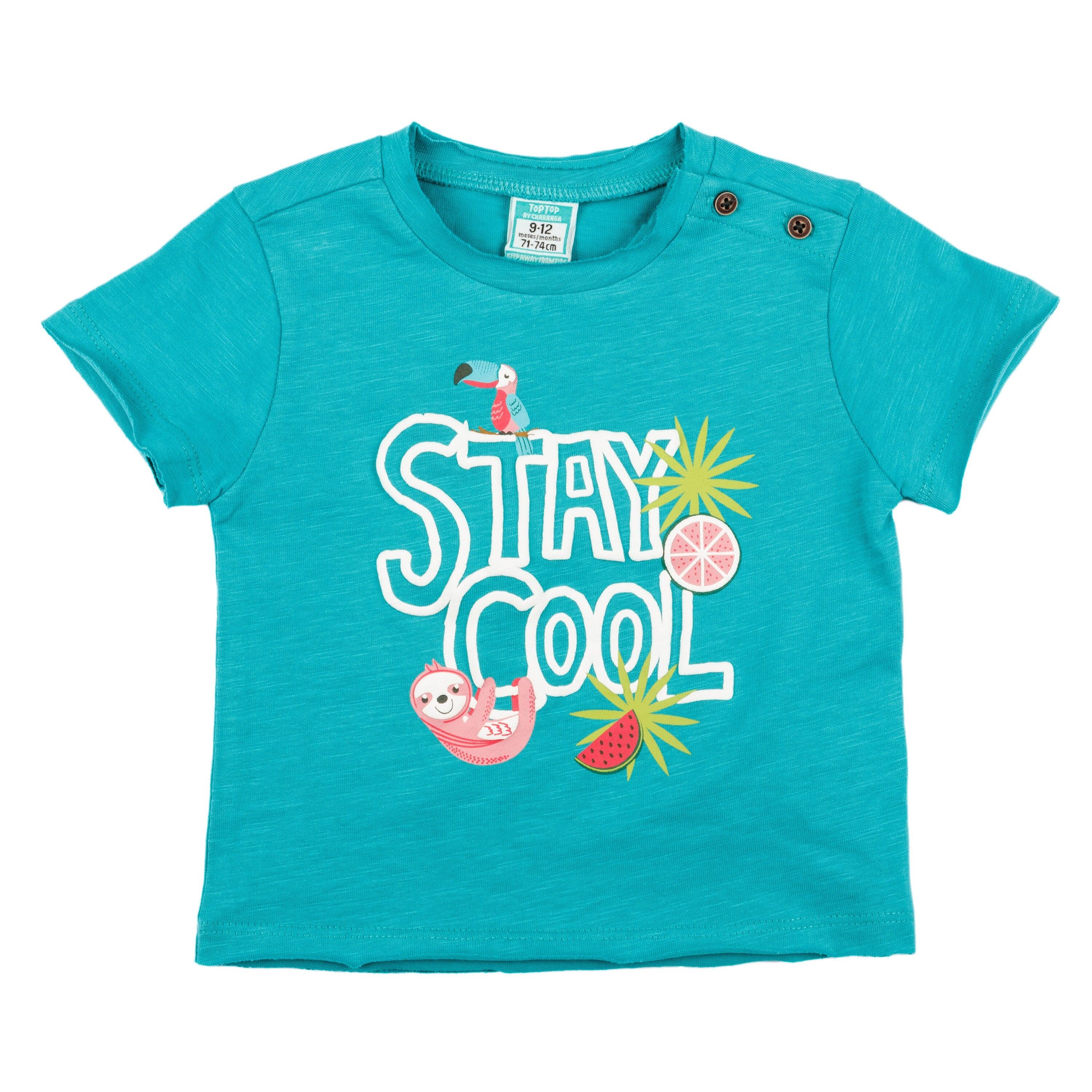 Camiseta infantil turquesa "Mantenha-se 2/4