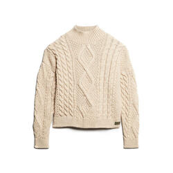 Pull polo en maille femme Superdry Aran Cable