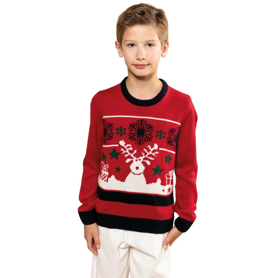 Świąteczny sweter dziecięcy z okrągłym dekoltem Kariban