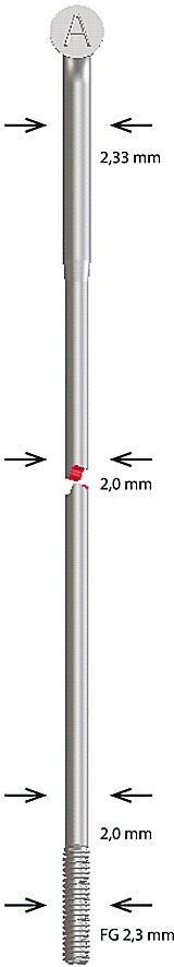 ALPINA Alpina raggi 2,34x254 mm, nichelati, nippolo ottone, 100 pz.