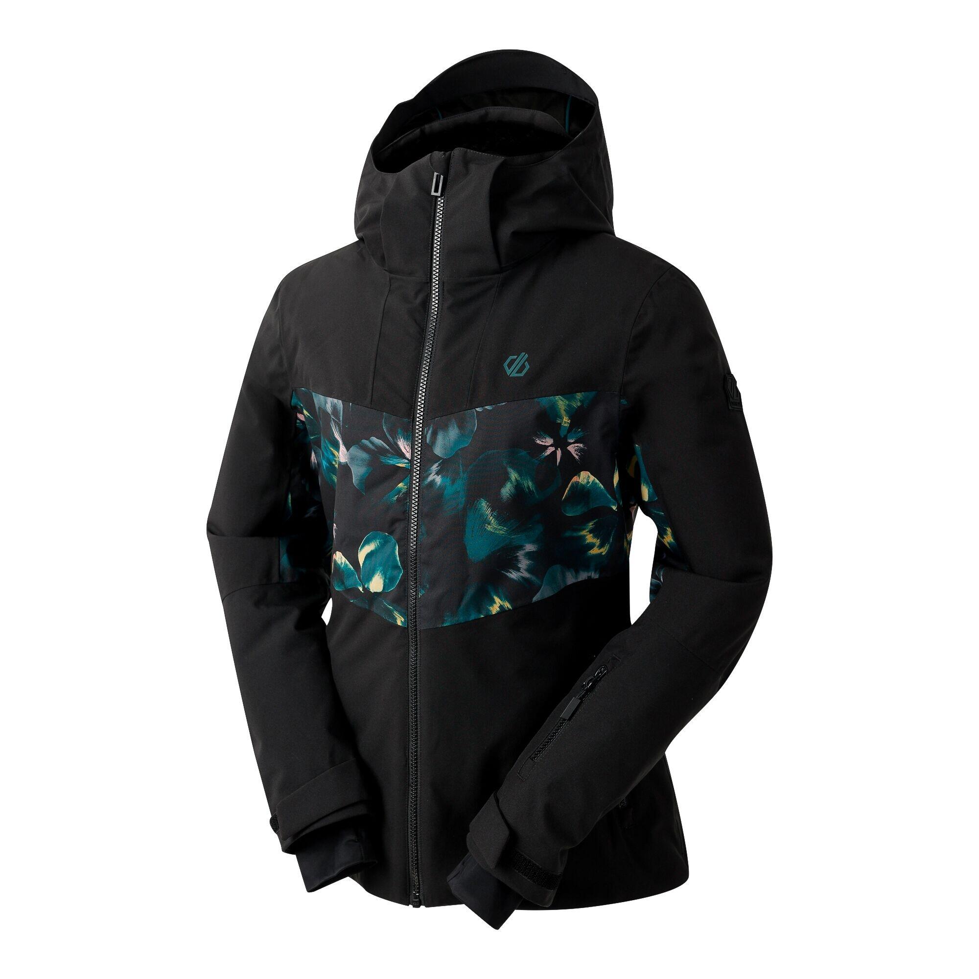 Blouson De Ski Imperméable ICED Femme (Noir / Bleu Sarcelle) 3/4