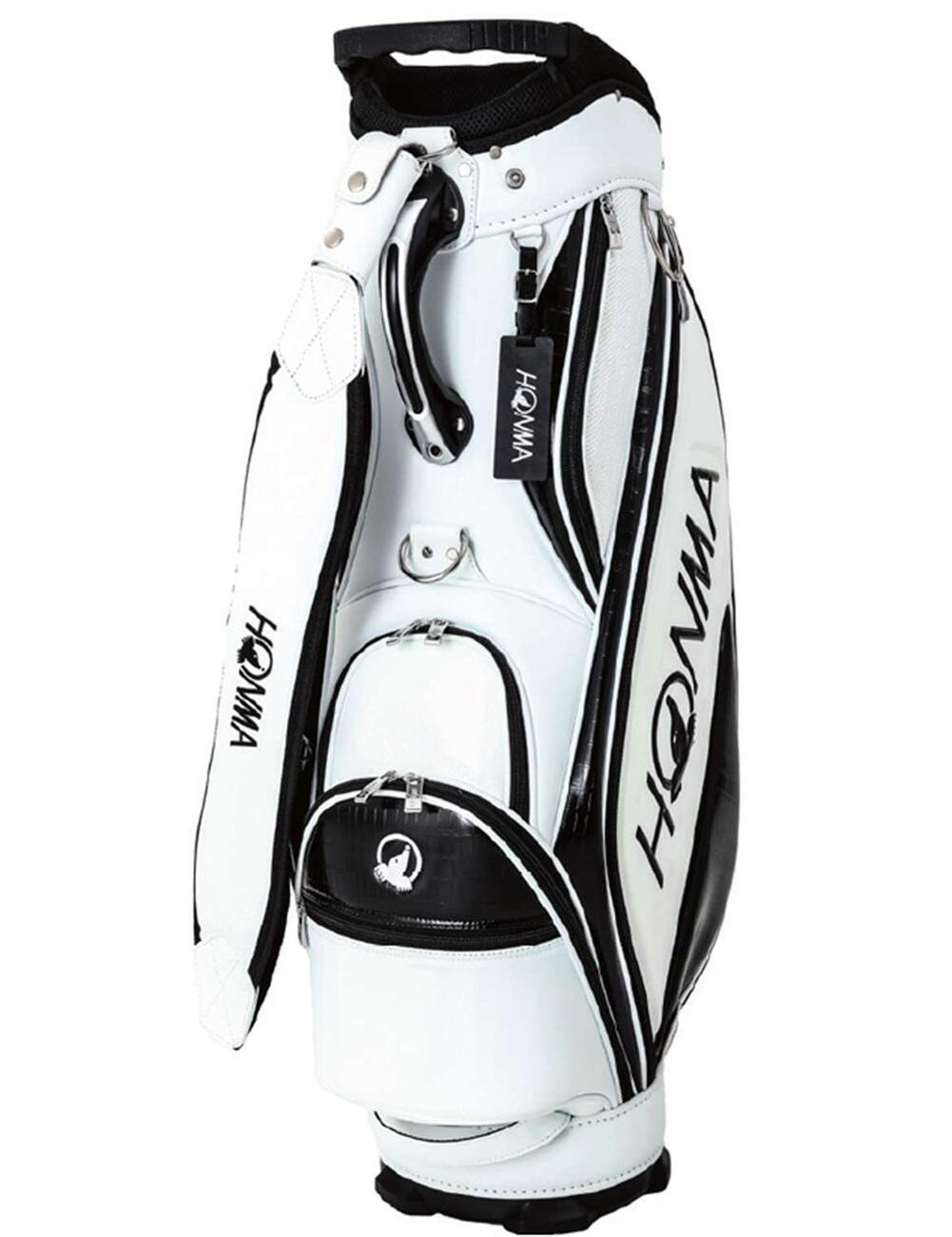 Honma staff bag 12496 saco de golfe para carrinho, branco/preto