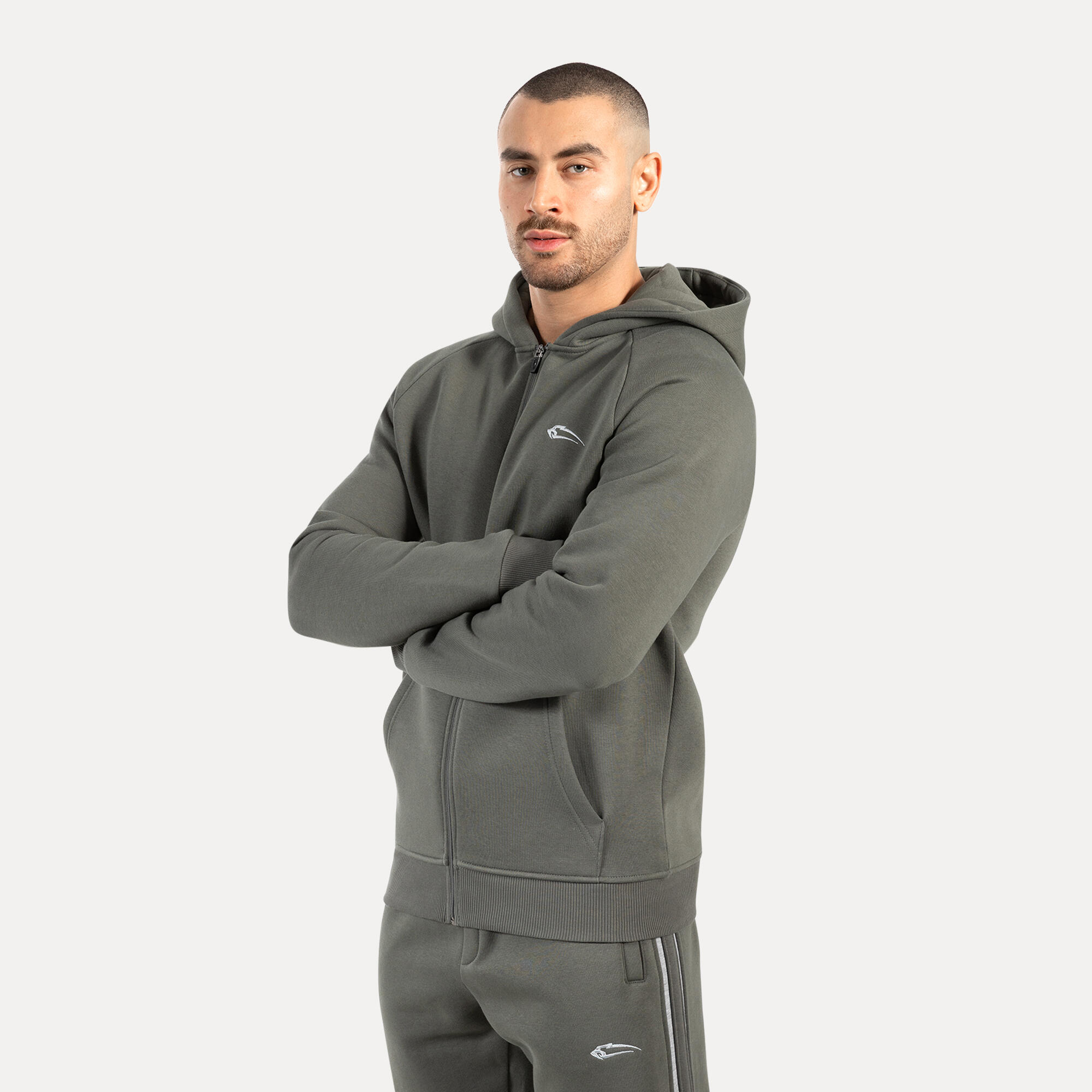 Herren Zip Hoodie Yasin Grau 2/5