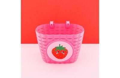 Cestino bici bambini Qibbel Widek Explorer Happy Strawberry rosa.