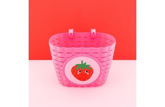 Cestino bici bambini Qibbel Widek Explorer Happy Strawberry rosa.