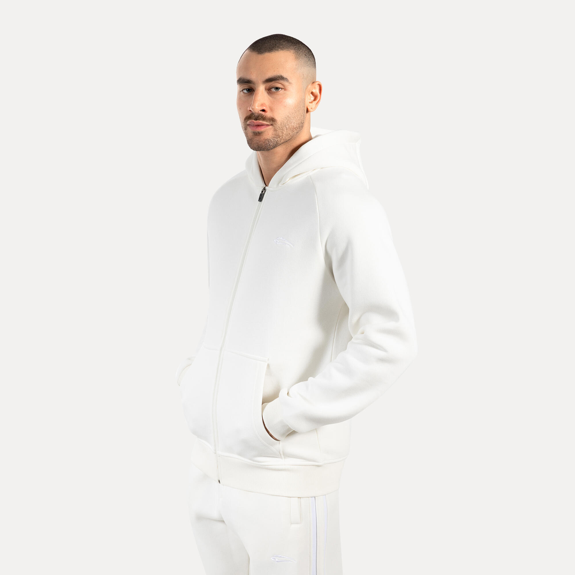 Herren Zip Hoodie Yasin Creme 2/5