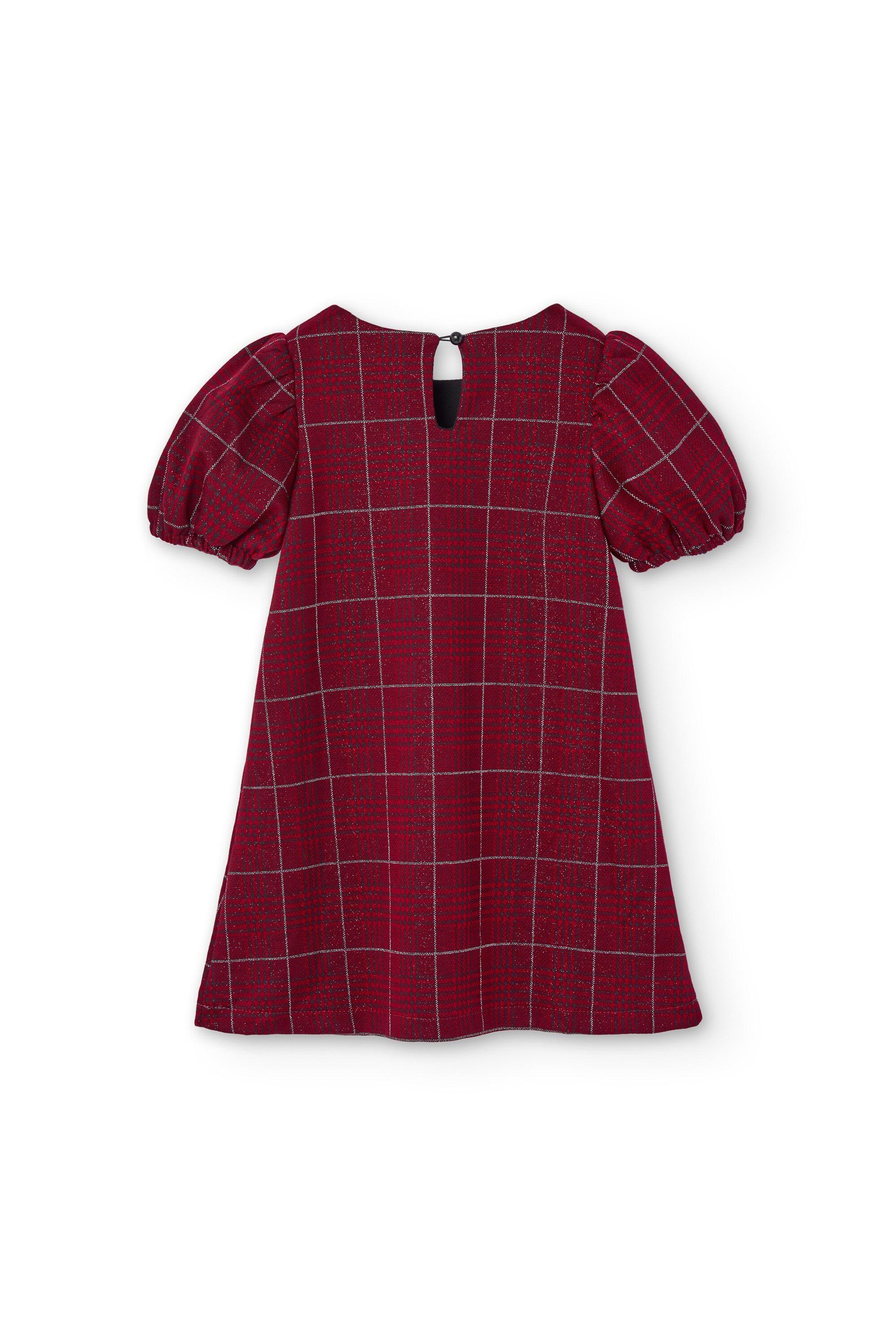 Vestido xadrez vermelho para menina 3/4